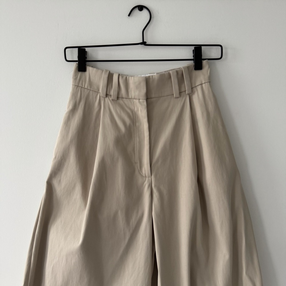 COS Pleated Wide Leg Pants Womens 2 26x28 Beige High Rise Cotton - Picture 2 of 8